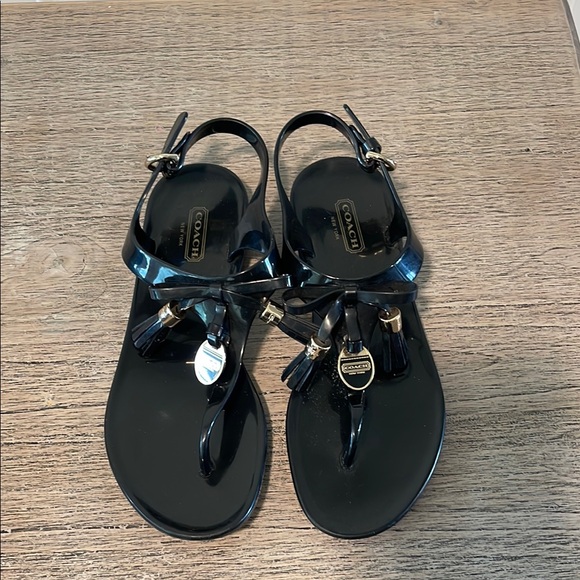Coach‎ Black Patent Leather Sandals with Charms 7 - Picture 1 of 7